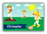 Thumbnail for Personalized Baseball Canvas Wrap & Photo Print XIII - Teal Background - Black Hair Boy - Front View