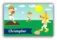 Thumbnail for Personalized Baseball Canvas Wrap & Photo Print XIII - Teal Background - Black Hair Boy II - Front View