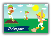 Thumbnail for Personalized Baseball Canvas Wrap & Photo Print XIII - Teal Background - Black Boy I - Front View