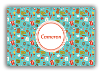 Thumbnail for Personalized Baseball Canvas Wrap & Photo Print XX - Teal Background - Circle Nameplate - Front View