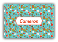 Thumbnail for Personalized Baseball Canvas Wrap & Photo Print XX - Teal Background - Decorative Rectangle Nameplate - Front View
