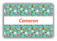 Thumbnail for Personalized Baseball Canvas Wrap & Photo Print XX - Teal Background - Ribbon Nameplate - Front View