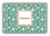 Thumbnail for Personalized Baseball Canvas Wrap & Photo Print XX - Teal Background - Square Nameplate - Front View