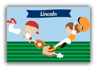 Thumbnail for Personalized Baseball Canvas Wrap & Photo Print XXII - Blue Background - Brown Hair Boy - Front View