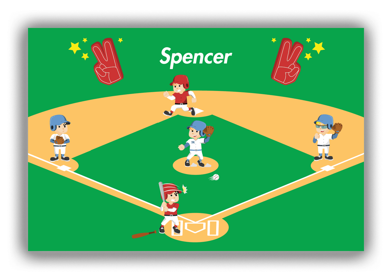 Personalized Baseball Canvas Wrap & Photo Print XXV - Green Background - Black Hair Boy - Front View