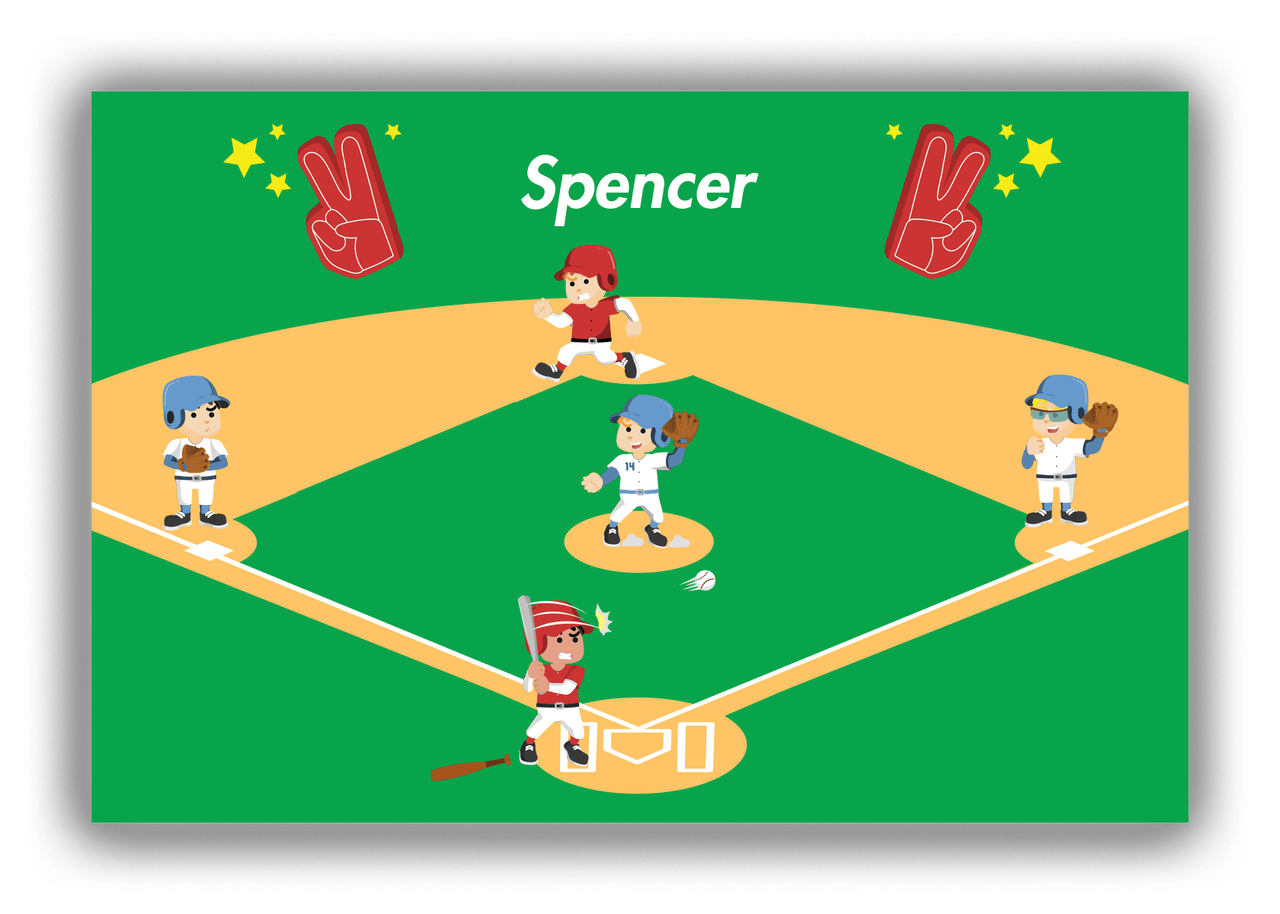 Personalized Baseball Canvas Wrap & Photo Print XXV - Green Background - Black Boy I - Front View