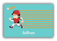 Thumbnail for Personalized Baseball Canvas Wrap & Photo Print XXVI - Teal Background - Blond Boy - Front View