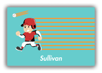 Thumbnail for Personalized Baseball Canvas Wrap & Photo Print XXVI - Teal Background - Brown Hair Boy - Front View