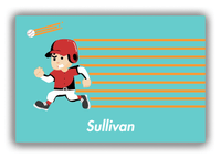 Thumbnail for Personalized Baseball Canvas Wrap & Photo Print XXVI - Teal Background - Black Hair Boy - Front View