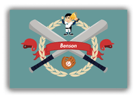 Thumbnail for Personalized Baseball Canvas Wrap & Photo Print XXVII - Teal Background - Black Hair Boy II - Front View
