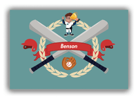 Thumbnail for Personalized Baseball Canvas Wrap & Photo Print XXVII - Teal Background - Black Boy II - Front View