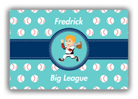 Thumbnail for Personalized Baseball Canvas Wrap & Photo Print XXVIII - Teal Background - Blond Boy - Front View