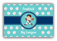 Thumbnail for Personalized Baseball Canvas Wrap & Photo Print XXVIII - Teal Background - Brown Hair Boy - Front View