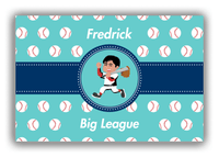 Thumbnail for Personalized Baseball Canvas Wrap & Photo Print XXVIII - Teal Background - Black Boy I - Front View