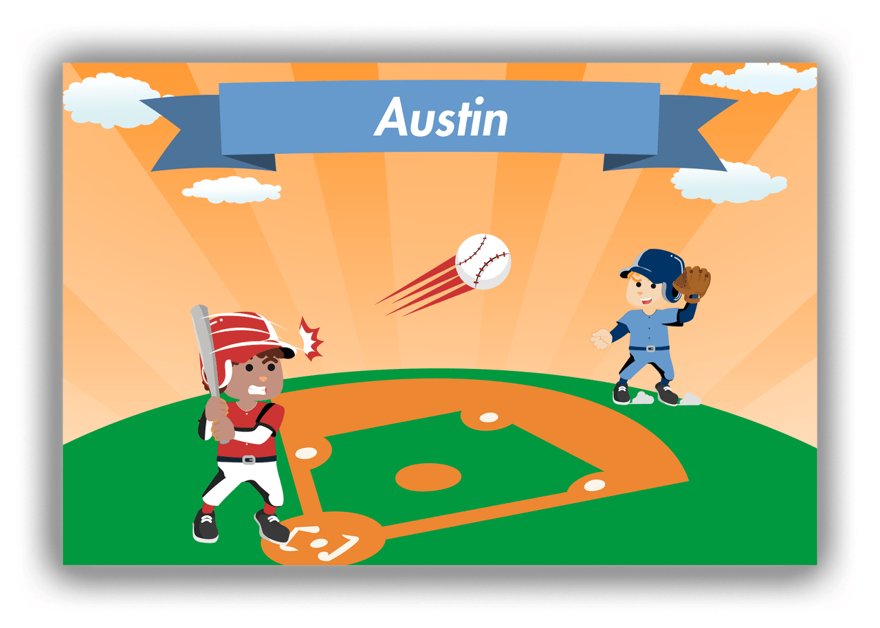 Personalized Baseball Canvas Wrap & Photo Print XXIX - Orange Background - Black Boy II - Front View