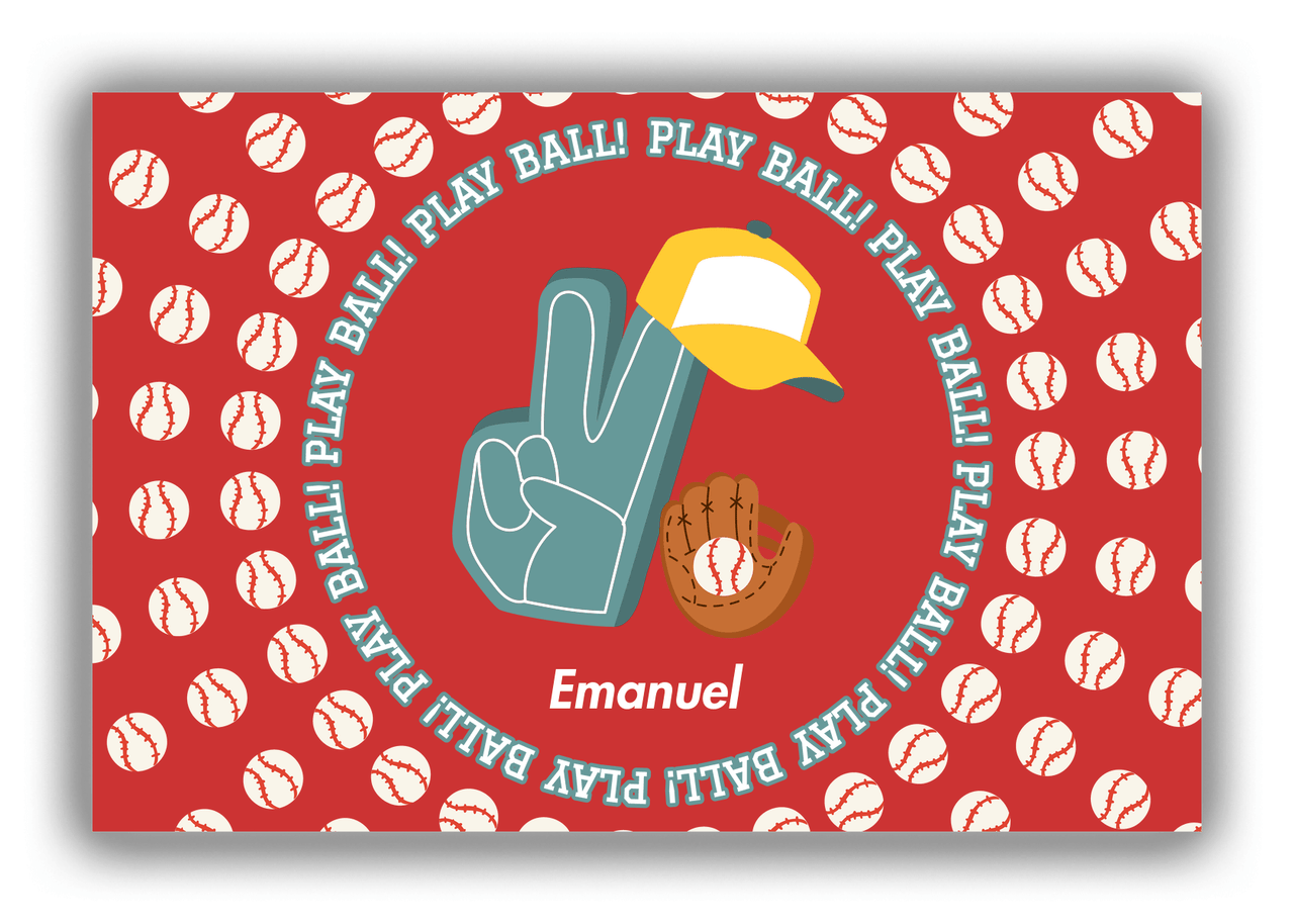 Personalized Baseball Canvas Wrap & Photo Print XXX - Red Background - Front View