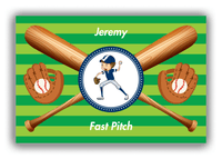 Thumbnail for Personalized Baseball Canvas Wrap & Photo Print XXXII - Green Background - Brown Hair Boy - Front View