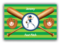 Thumbnail for Personalized Baseball Canvas Wrap & Photo Print XXXII - Green Background - Blond Boy - Front View