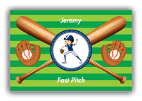 Thumbnail for Personalized Baseball Canvas Wrap & Photo Print XXXII - Green Background - Black Hair Boy - Front View