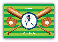 Thumbnail for Personalized Baseball Canvas Wrap & Photo Print XXXII - Green Background - Black Boy II - Front View
