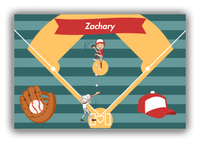 Thumbnail for Personalized Baseball Canvas Wrap & Photo Print XXXIII - Teal Background - Redhead Boy - Front View