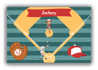 Thumbnail for Personalized Baseball Canvas Wrap & Photo Print XXXIII - Teal Background - Black Boy I - Front View
