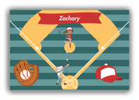 Thumbnail for Personalized Baseball Canvas Wrap & Photo Print XXXIII - Teal Background - Black Boy II - Front View
