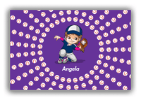 Thumbnail for Personalized Baseball Canvas Wrap & Photo Print XXXV - Purple Background - Brunette Girl - Front View