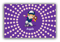 Thumbnail for Personalized Baseball Canvas Wrap & Photo Print XXXV - Purple Background - Blonde Girl - Front View