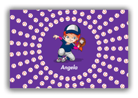 Thumbnail for Personalized Baseball Canvas Wrap & Photo Print XXXV - Purple Background - Redhead Girl - Front View