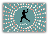 Thumbnail for Personalized Baseball Canvas Wrap & Photo Print XLII - Teal Background - Silhouette II - Front View