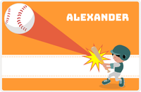 Thumbnail for Personalized Baseball Placemat V - Orange Background - Black Hair Boy III -  View