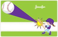 Thumbnail for Personalized Baseball Placemat VI - Green Background - Brunette Girl -  View