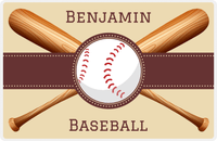 Thumbnail for Personalized Baseball Placemat VII - Brown Background - Baseball & Bats -  View