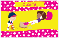 Thumbnail for Personalized Baseball Placemat VIII - Pink Background - Black Girl -  View