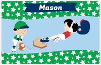 Thumbnail for Personalized Baseball Placemat IX - Green Background - Black Hair Boy -  View