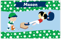 Thumbnail for Personalized Baseball Placemat IX - Green Background - Black Hair Boy II -  View