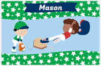 Thumbnail for Personalized Baseball Placemat IX - Green Background - Black Boy -  View