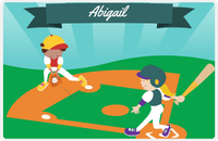 Thumbnail for Personalized Baseball Placemat X - Blue Background - Blonde Girl -  View