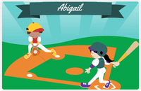 Thumbnail for Personalized Baseball Placemat X - Blue Background - Black Hair Girl -  View