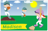 Thumbnail for Personalized Baseball Placemat XII - Blue Background - Redhead Girl -  View