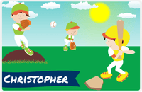 Thumbnail for Personalized Baseball Placemat XIII - Blue Background - Black Hair Boy -  View