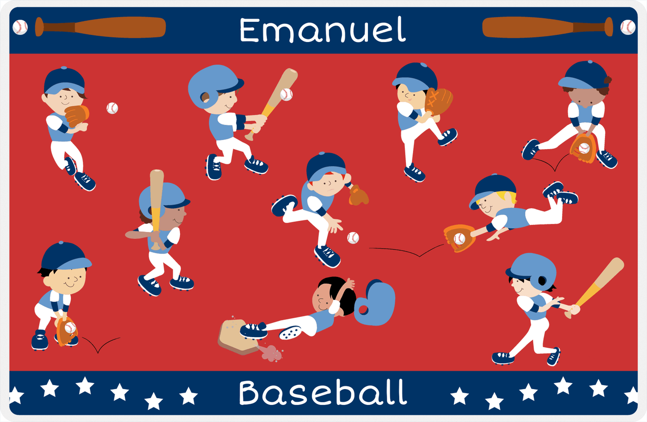 Personalized Baseball Placemat XV - Red Background - Boys Team -  View