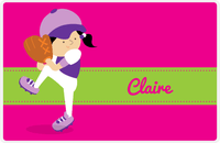 Thumbnail for Personalized Baseball Placemat XVI - Pink Background - Black Hair Girl II -  View