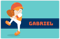 Thumbnail for Personalized Baseball Placemat XVII - Blue Background - Black Hair Boy -  View