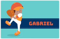 Thumbnail for Personalized Baseball Placemat XVII - Blue Background - Black Boy -  View
