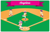 Thumbnail for Personalized Baseball Placemat XVIII - Green Background - Black Hair Girl II -  View