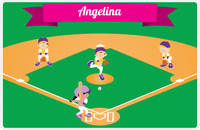 Thumbnail for Personalized Baseball Placemat XVIII - Green Background - Black Hair Girl III -  View