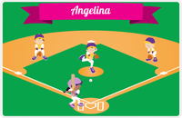 Thumbnail for Personalized Baseball Placemat XVIII - Green Background - Black Girl -  View