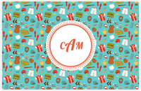 Thumbnail for Personalized Baseball Placemat XX - Teal Background - Circle Nameplate -  View
